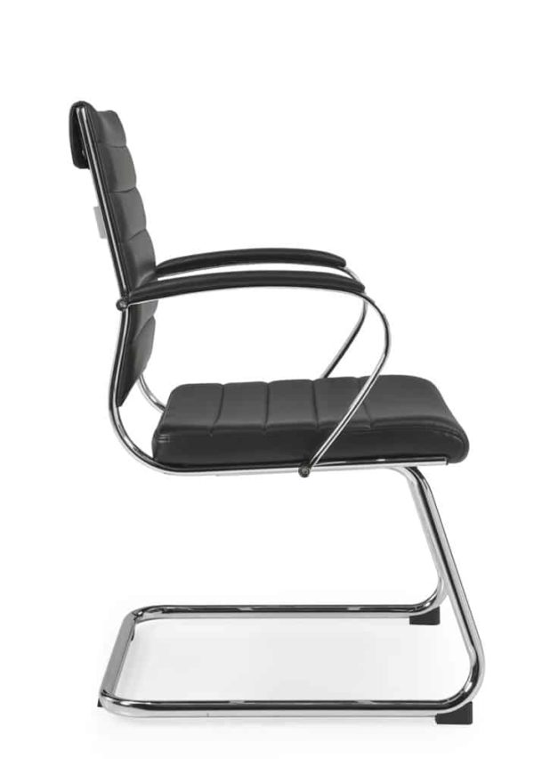 Chaise de conférence/réunion avec luge 1204 en cuir artificiel noir