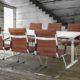 Conference/meeting chair with sled 1204 in imitation leather cognac