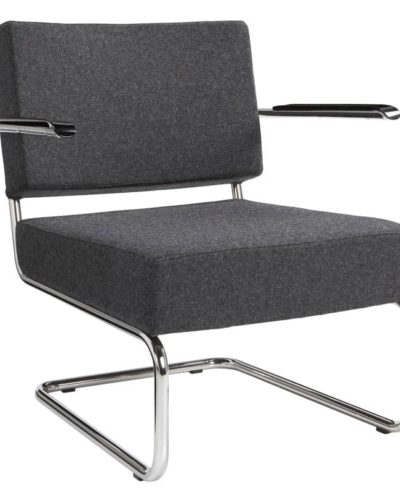 Design stoel of fauteuil gestoffeerd met wollen viltstof kleur antraciet