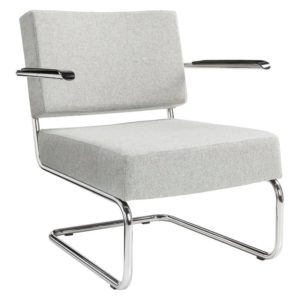 Design stoel of fauteuil gestoffeerd met wollen viltstof kleur lichtgrijs