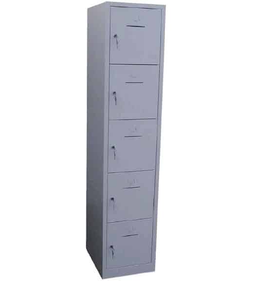Industriële locker garderobekast 5 deurs (190x41,5x45 cm) Aluminium