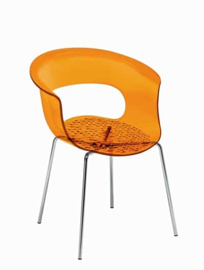 Kantinestoel Italiaans Design recyclebaar Doorschijnend oranje
