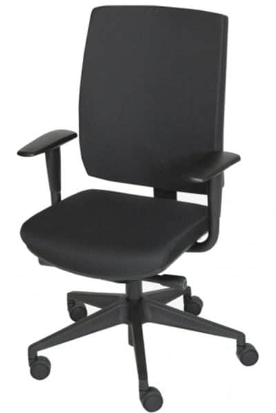 Bureaustoel 350-NEN zwart onderstel zitting en rug in zwart stof