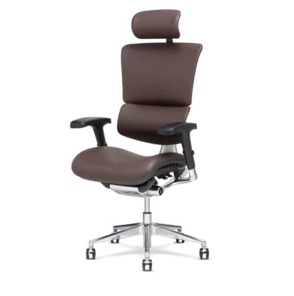 X-Chair bureaustoel X4 echt leer Bruin met hoofdsteun