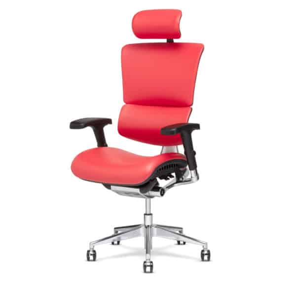 X-Chair bureaustoel X4 premium leer Rood met hoofdsteun