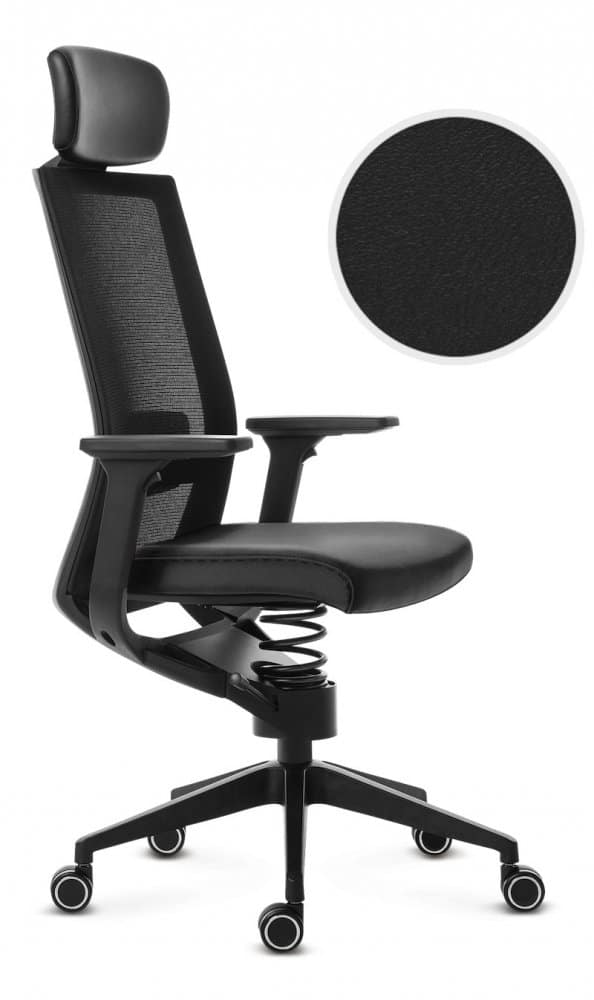 Chaise de bureau thérapeutique ergonomique Adaptic Evora Simili Cuir Noir