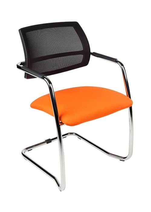 Chaise de conférence Magentix avec dossier en maille et tissu Orange