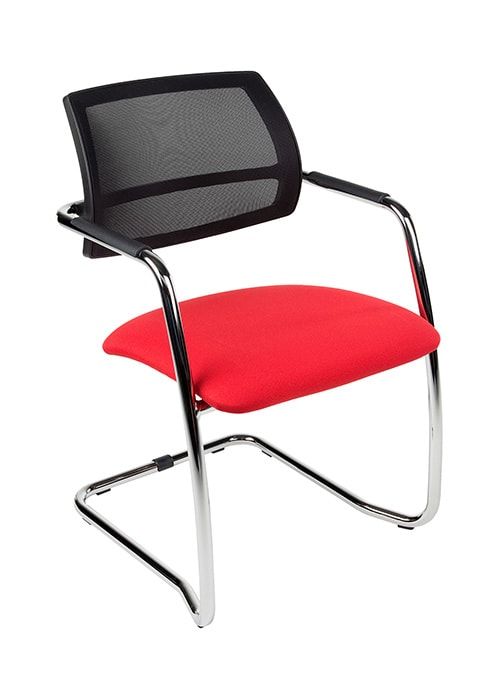 Konferenzstuhl Magentix mit Netzrückensitz aus rotem Stoff