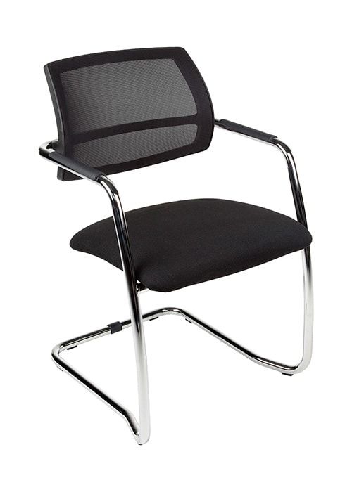 Konferenzstuhl Magentix mit Netzrückensitz aus schwarzem Stoff