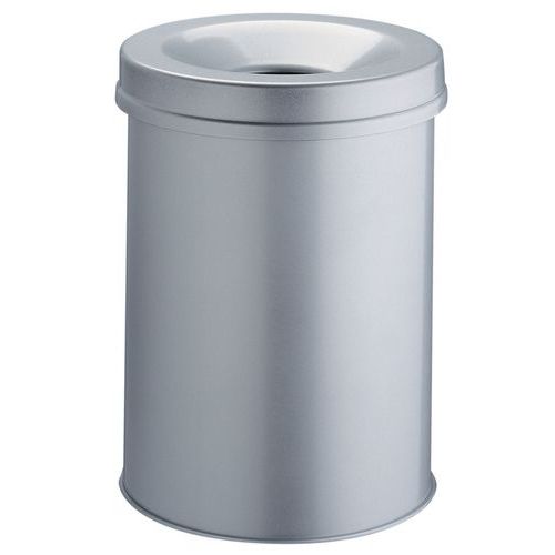 Flammenlöschender Abfallbehälter, Farbe Aluminium, 15 Liter