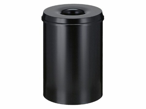 Flammenlöschender Abfallbehälter, schwarze Farbe, 30 Liter